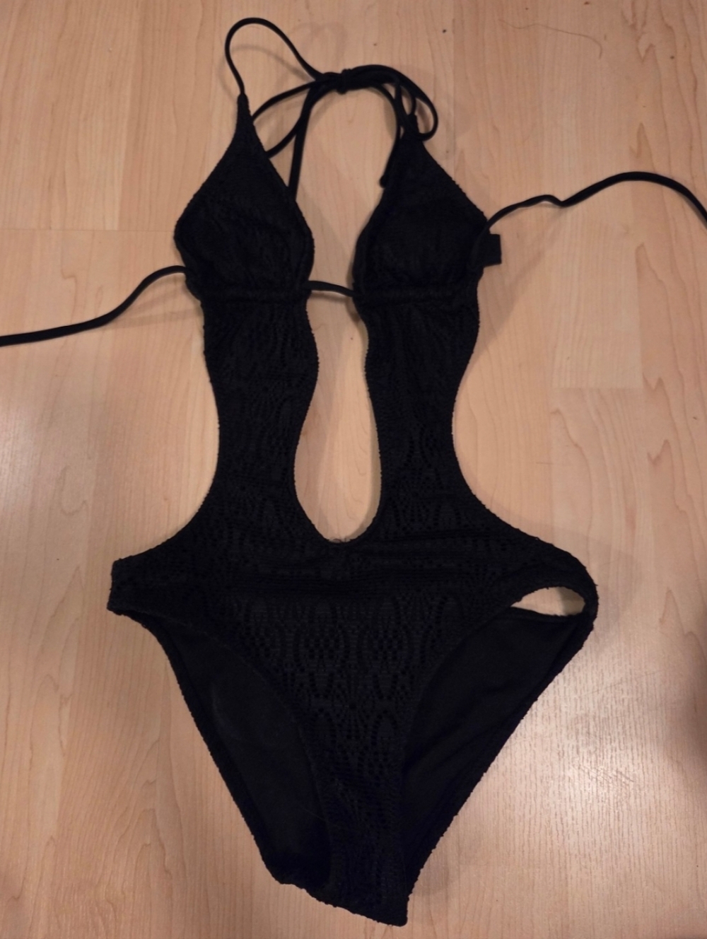 Black one piece bathing suit